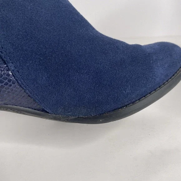VIONIC Ankle Boots Sz 9.5 322 Anne Blue Suede Snakeskin Accent Side Zip Women - Picture 9 of 12